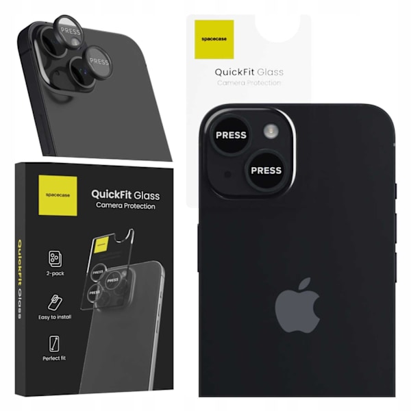 Spacecase Quickfit Härdat Glas För Kamera För Iphone 14 14 Plus Svart