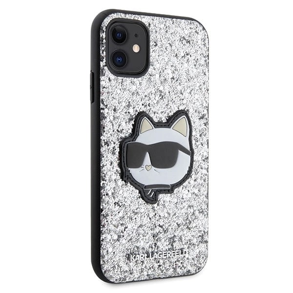 KARL LAGERFELD GLITTER CHOUPETTE PATCH COVER TIL IPHONE 11 / XR - SØLV