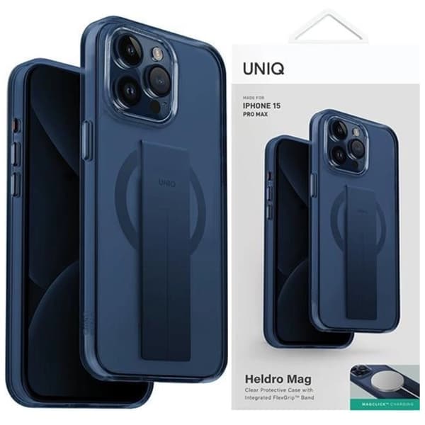 UNIQ HELDRO MAG MAGCLICK OPLADNINGSETUI TIL IPHONE 15 PRO MAX - BLÅ