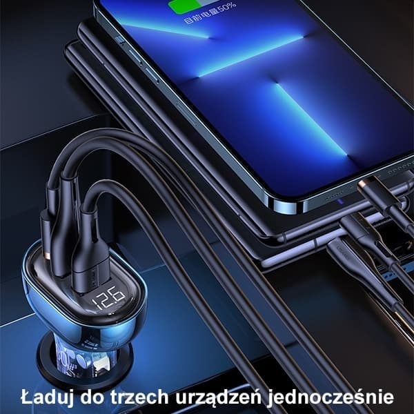 USAMS Lad. ensam. 2xUSB+1xUSB-C 80W snabbladdning blå/blå CC159CC02 (US-CC159)