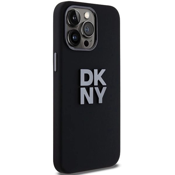 DKNY Liquid Silicone Metal Logo beskyttelsesdeksel til iPhone 15 Pro - svart