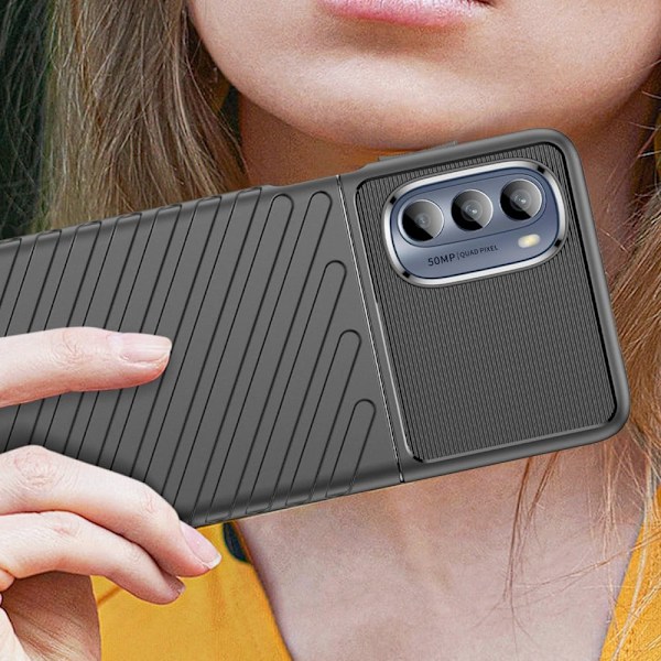 Thunder Case for Motorola Moto G62 5G, silikon pansret deksel svart