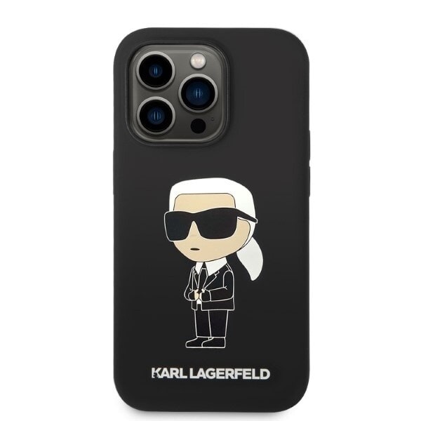 KARL LAGERFELD SILIKONE IKONIK ETUI TIL IPHONE 14 PRO - SORT