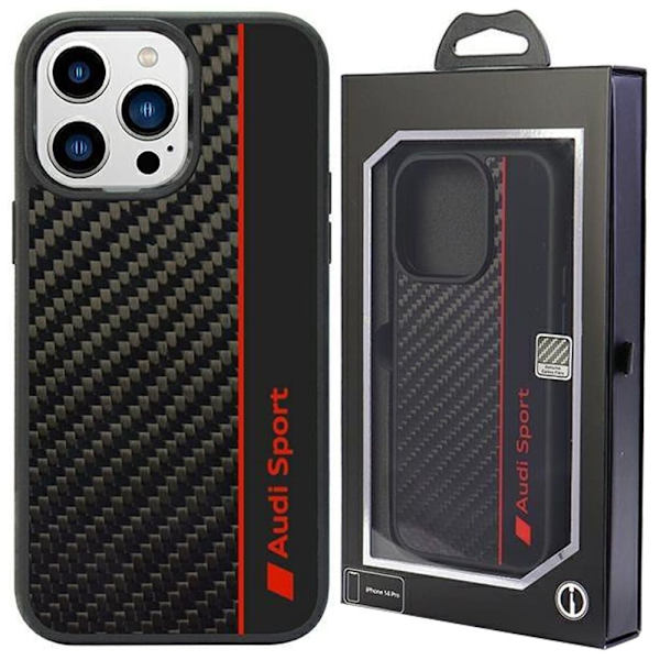 Audi Carbon Fiber Stripe-deksel til iPhone 13 Pro Max 6.7 - Svart AUS-TPUPCIP13PM-R8/D1-BK