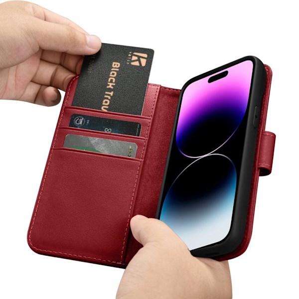 ICARER CASE CASE LÆDERCOVER TIL IPHONE 14 PRO MAX RØD