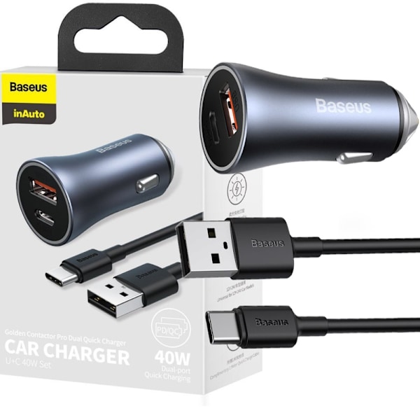BASEUS USB-LADER TYPE C 40 W USB TYPE C KABEL GRÅ