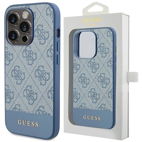 Guess 4G Stripe Collection-deksel til iPhone 15 Pro - blå