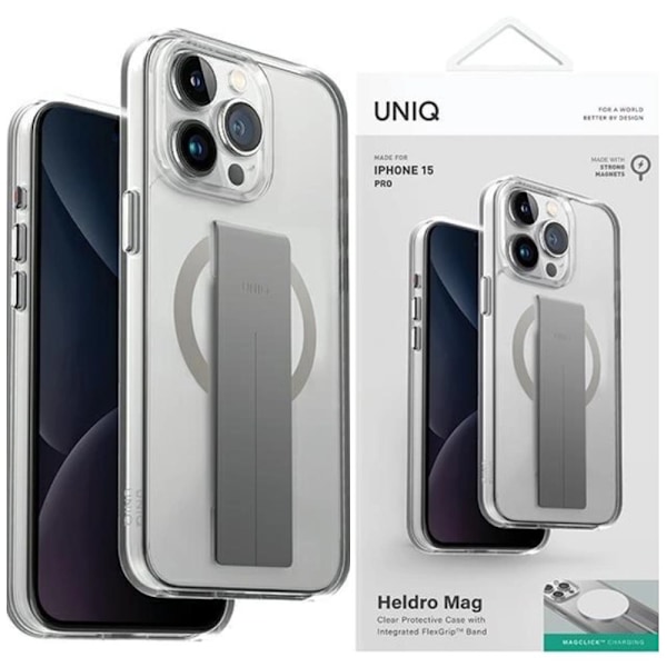UNIQ Heldro Mag Mag Magclick ladeveske til iPhone 15 Pro Max - gjennomsiktig