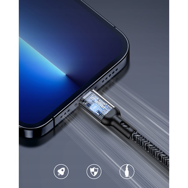 INNOSTYLE POWERFLEX USB-C LIGHTNING MFI SNABBLADDNINGSKABEL FÖR IPHONE KEVLAR 2M BLÅ