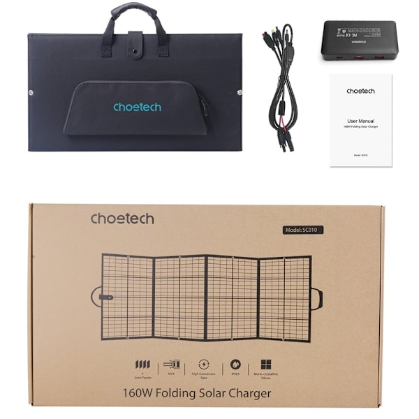 CHOETECH SOLLADER SOL TURIST FOLKBAR 160W SORT