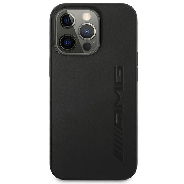 AMG LÆDER HOT STAMPED COVER TIL IPHONE 14 PRO - SORT