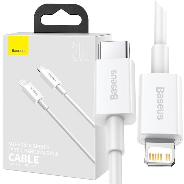 Baseus Superior-kabel USB Type C - Lightning Power Delivery 20 W 1 m Hvit (CATLYS-A02)