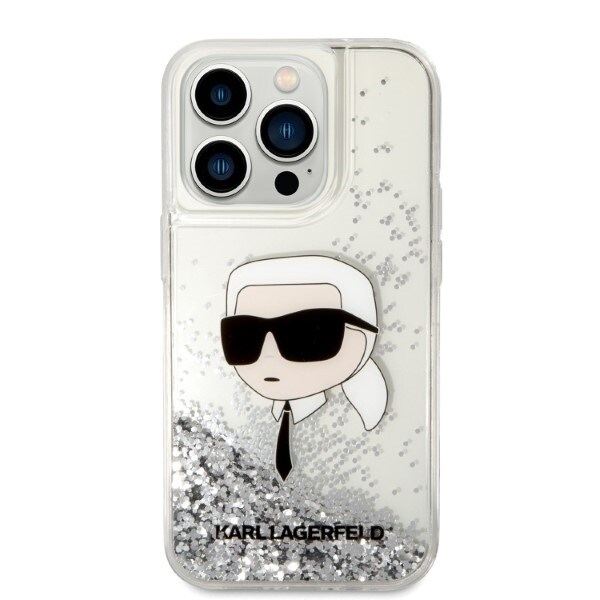 Karl Lagerfeld KLHCP14LLNKHCH iPhone 14 Pro 6.1 sølv/sølv hardt deksel Glitter Karl Head