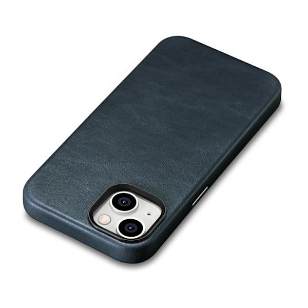 iCarer Oil Wax Premium Lærveske iPhone 14 Plus Magnetisk Lærveske MagSafe Dark Blue (WMI14220703-BU)