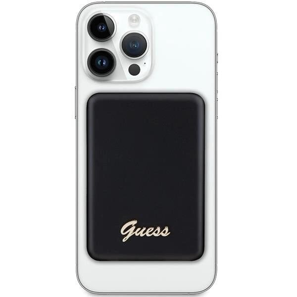 Guess MagSafe Metal Script Logo induksjonsstrømforsyning 15W 5000mAh - svart