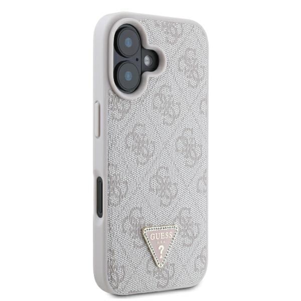 Guess GUHCP16SP4TDSCPP iPhone 16 6,1" rosa/rosa hårdfodral Läder Metall Logotyp Strass Crossbody