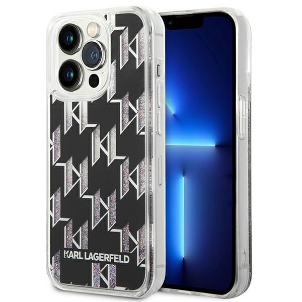 KARL LAGERFELD LIQUID GLITTER MONOGRAM COVER TIL IPHONE 14 PRO - SORT