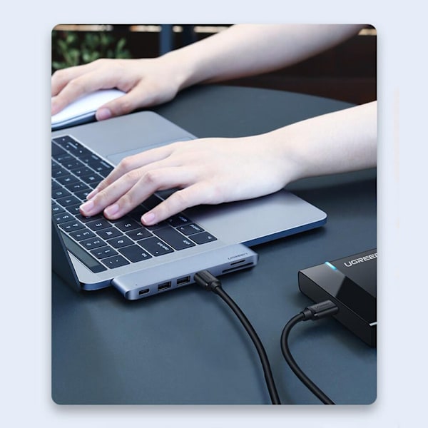 UGREEN MULTIFUNKTIONEL HUB 3 USB TF SD USB TIL MACBOOK PRO AIR GREY