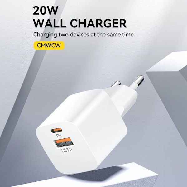 Wozinsky CMWCW 20W USB-C / USB-A vegglader - hvit
