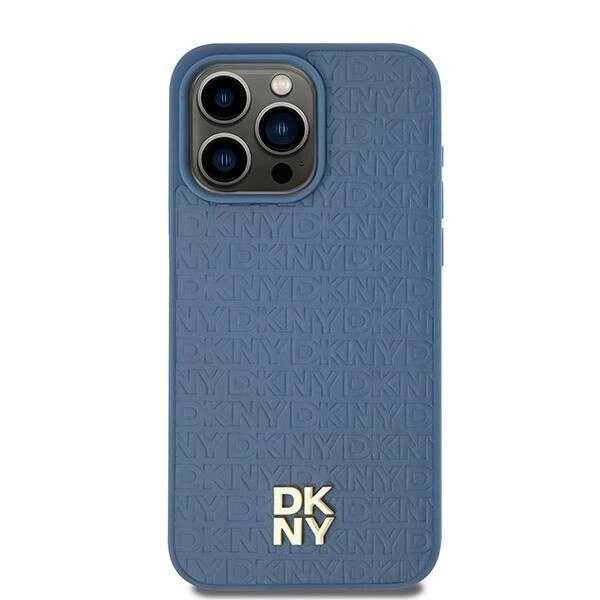 DKNY lærmønster metalllogo MagSafe-deksel til iPhone 15/14/13 - blå