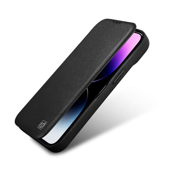 ICARER CASE CASE LÆDERCOVER MED MAGSAFE TIL IPHONE 14+ SORT