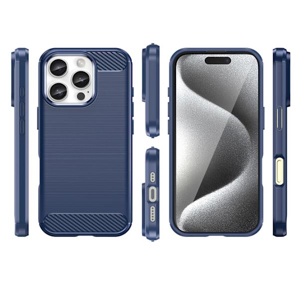 CARBON CASE SILIKONE ETUI TIL IPHONE 16 PRO - BLÅ