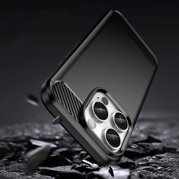CARBON CASE SILIKONE ETUI TIL IPHONE 16 PRO - SORT