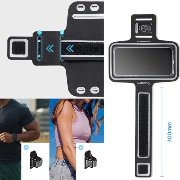 SPIGEN A703 SPORTSARMBÅND 6,9'' - SORT