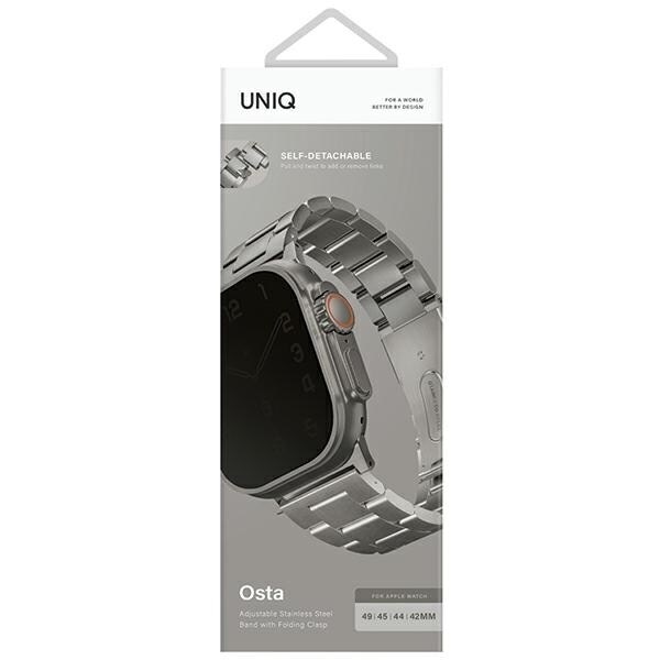 Uniq Kjøp remveske for Apple Watch 42/44/45/ 49 mm Series 1/2/3/4/5/6/7/8/SE/SE2/Ultra rustfritt stål Sølv/Titanium Sølv