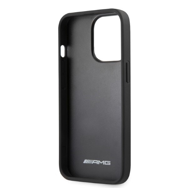 AMG AMHCP13LOSDBK iPhone 13 Pro / 13 6,1" svart/svart hårdfodral Läder Curved Lines