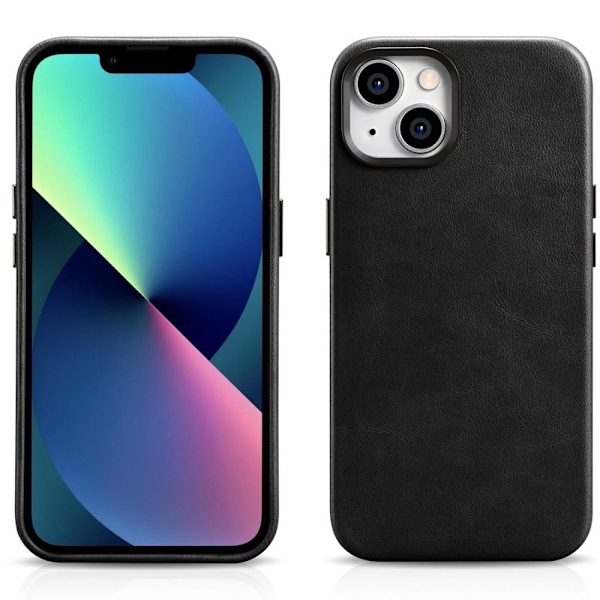 ICARER CASE CASE LÆDERCOVER MED MAGSAFE TIL IPHONE 14+ SORT