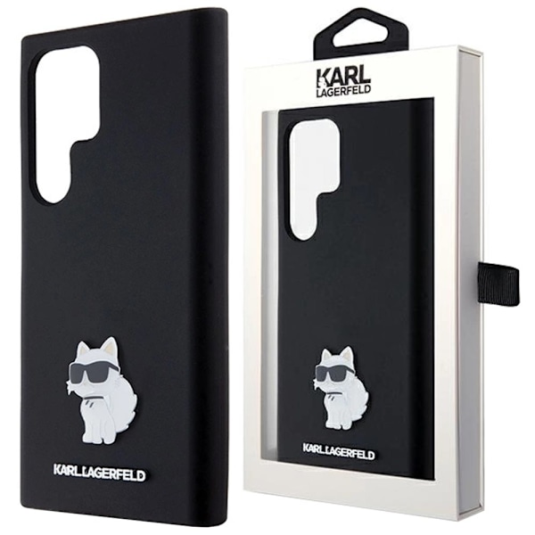 KARL LAGERFELD SILIKONE CHOUPETTE METAL PIN ETUI TIL SAMSUNG GALAXY S23 ULTRA - SORT