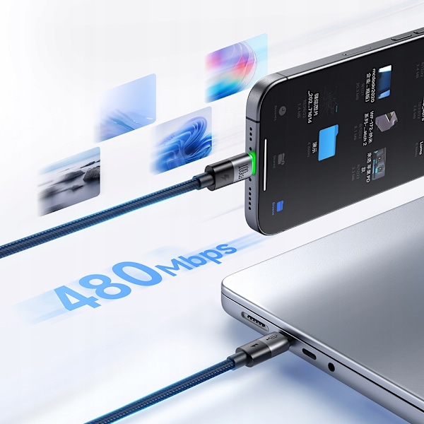MCDODO USB-C 2IN1 SNABBLADDNINGSKABEL FÖR IPHONE MACBOOK LED 100W 2M