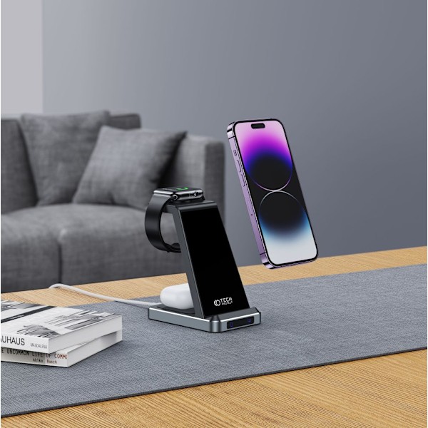 TECH-PROTECT QI15W-A26 3I1 TRÅDLØS OPLADER SORT