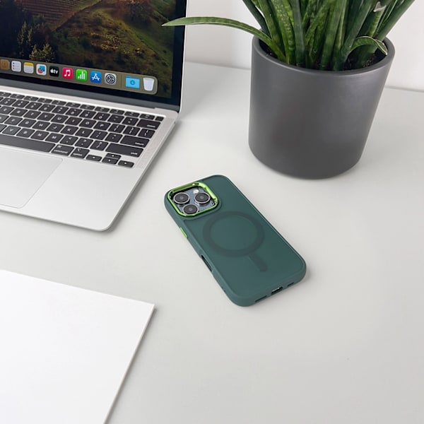 MAGNETIC COLLECTION MAGSAFE ETUI TIL IPHONE 16 PRO - MØRKEGRØN