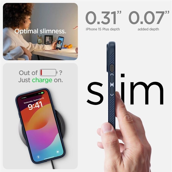 Spigen Liquid Air, mørkeblå - iPhone 15 Plus