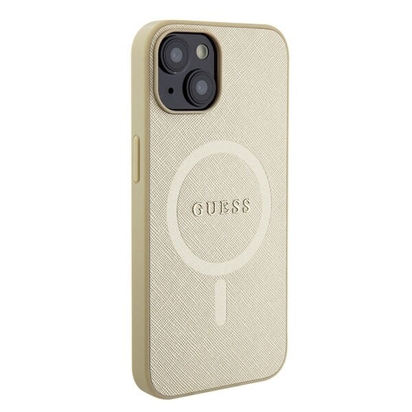 Guess GUHMP15MPSAHMCB iPhone 15 Plus 6.7 gull/gull hardt deksel Saffiano MagSafe