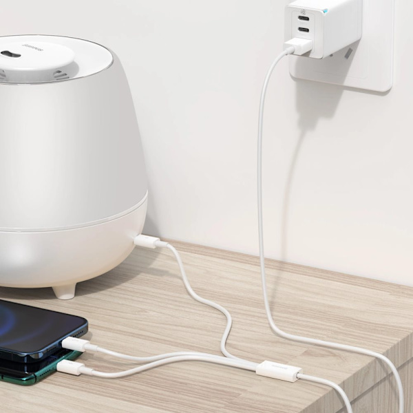Baseus Superior Series USB-A - USB-C / Lightning / micro USB 3.5A-kabel 0.5m - hvit