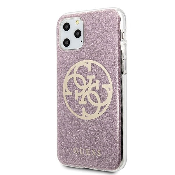 Guess GUHCN65PCUGLPI iPhone 11 Pro Max rosa/rosa hardt deksel 4G Circle Glitter