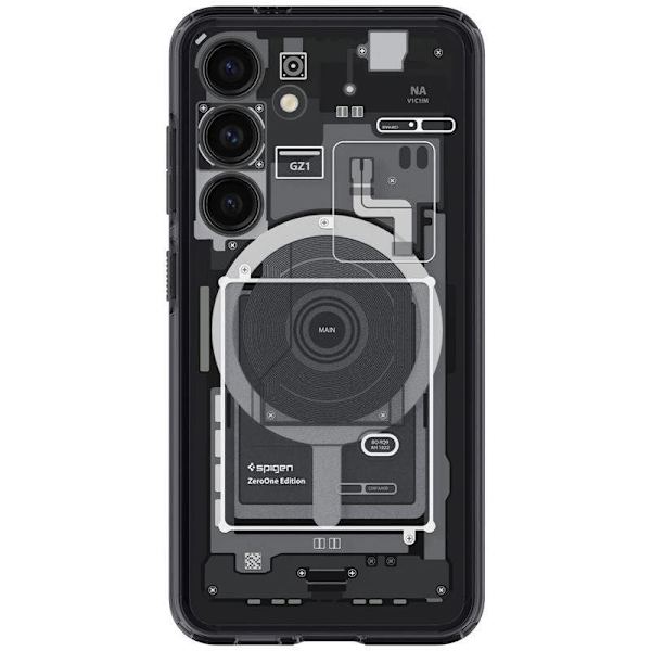 Spigen Ultra Hybrid OneTap Ring Deksel med MagSafe for Samsung Galaxy S24 - Gjennomsiktig (Zero One Pattern)