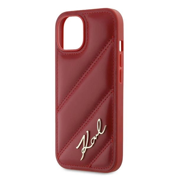 KARL LAGERFELD DIAGONAL QUILTED SCRIPT COVER TIL IPHONE 15 / 14 / 13 - RØD
