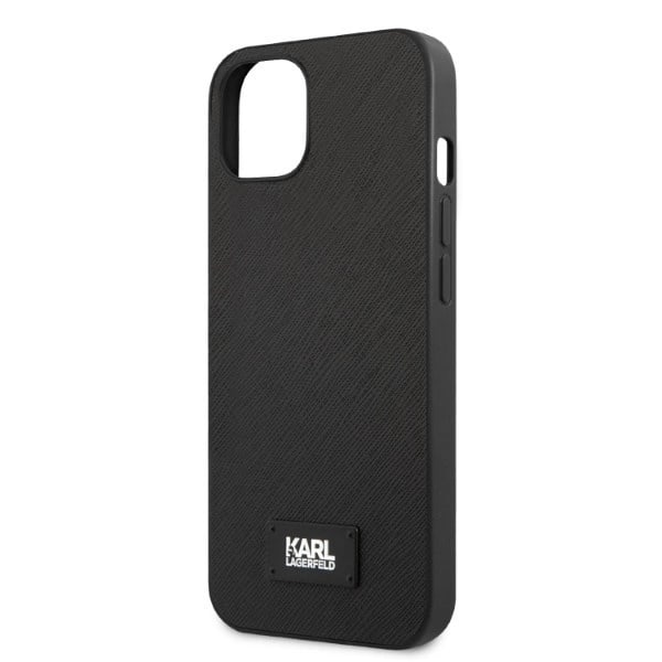 KARL LAGERFELD SAFFIANO PLAQUE COVER TIL IPHONE 13 - SORT