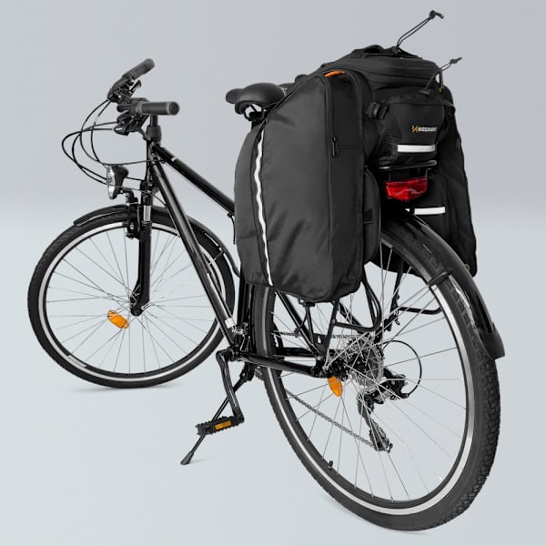 Wozinsky stor sykkelveske 35l + regntrekk svart (WBB19BK)