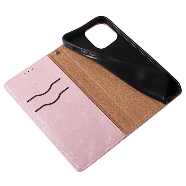 Magnetisk stroppdeksel for iPhone 12 Pro Max, lommebokdeksel + anheng med minibånd, rosa