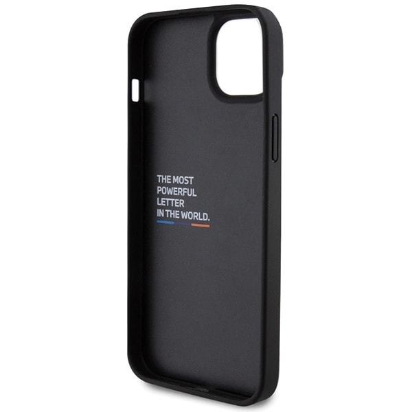 BMW LÆDER CARBON ETUI TIL IPHONE 15 PLUS - SORT