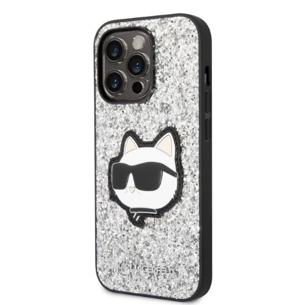 KARL LAGERFELD GLITTER CHOUPETTE PATCH COVER TIL IPHONE 14 PRO MAX - SØLV