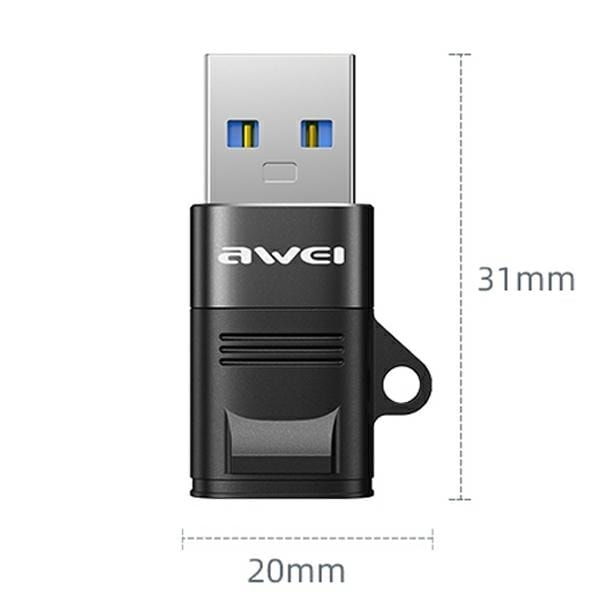 AWEI Adapter CL-13 USB-C/USB-A svart/svart
