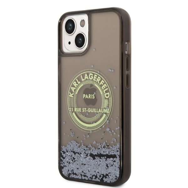 KARL LAGERFELD LIQUID GLITTER RSG ETUI TIL IPHONE 14 - SORT