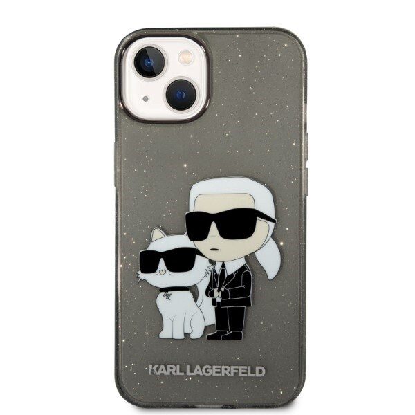 KARL LAGERFELD GLITTER KARL&CHOUPETTE ETUI TIL IPHONE 14 PLUS - SORT