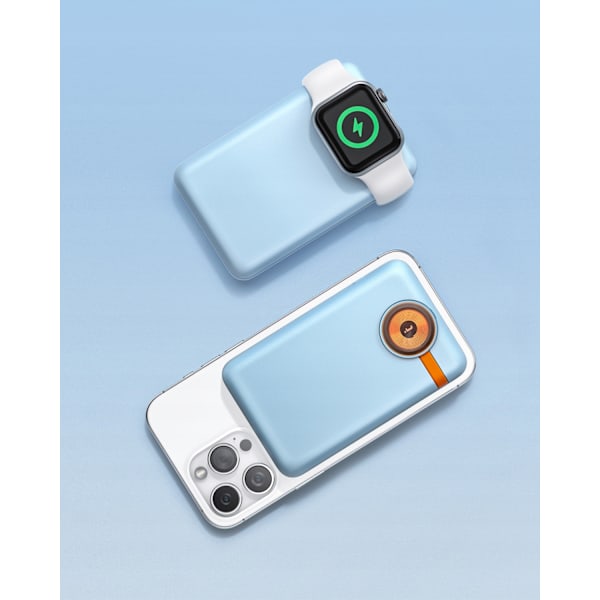 INNOSTYLE POWERDUO 2IN1 SNABB INDUKTIV POWERBANK FÖR MAGSAFE KLOCKA 10000MAH BLÅ
